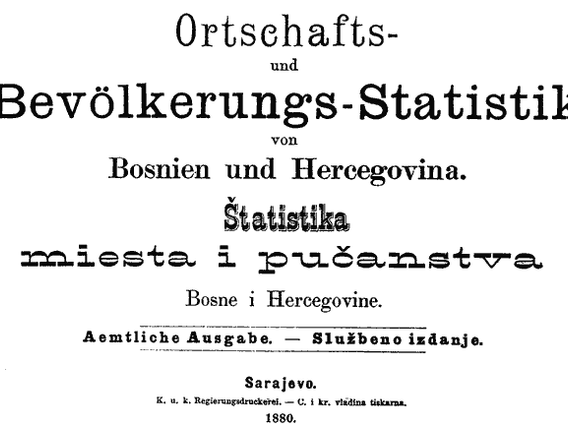 The cover of the 1880 Austro-Hungarian census of Bosnia and Herzegovina.