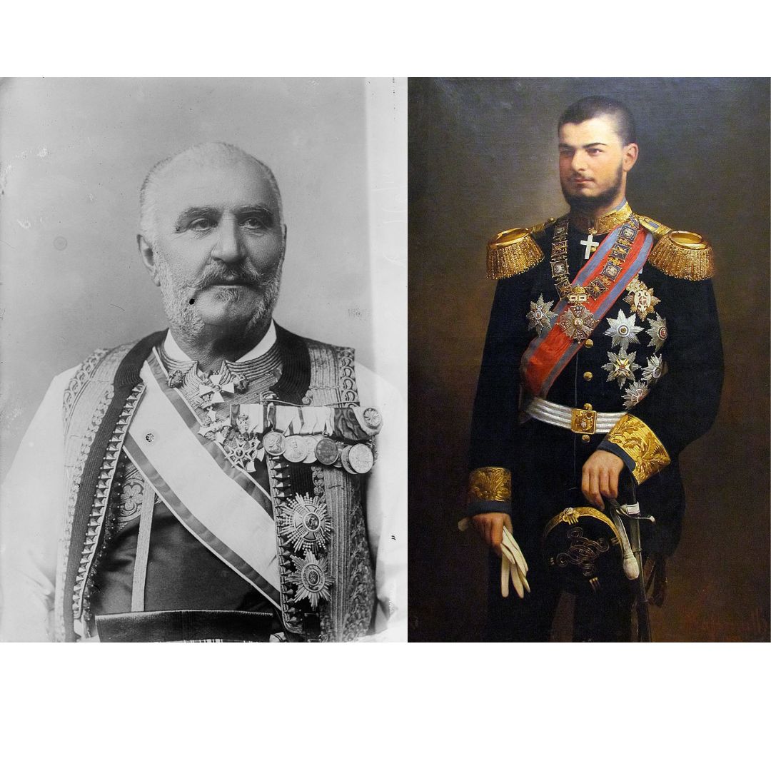 Composite image Prince Nikola I Petrović-Njegoš and King Aleksandar I Obrenović.