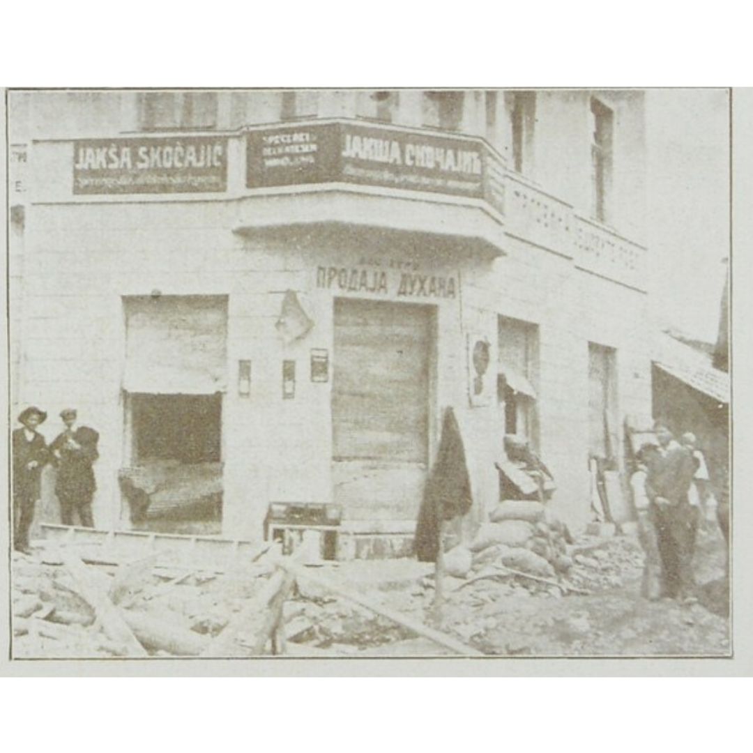 Destroyed Serb shops in Sarajevo after riots following the assassination of Archduke Franz Ferdinand.