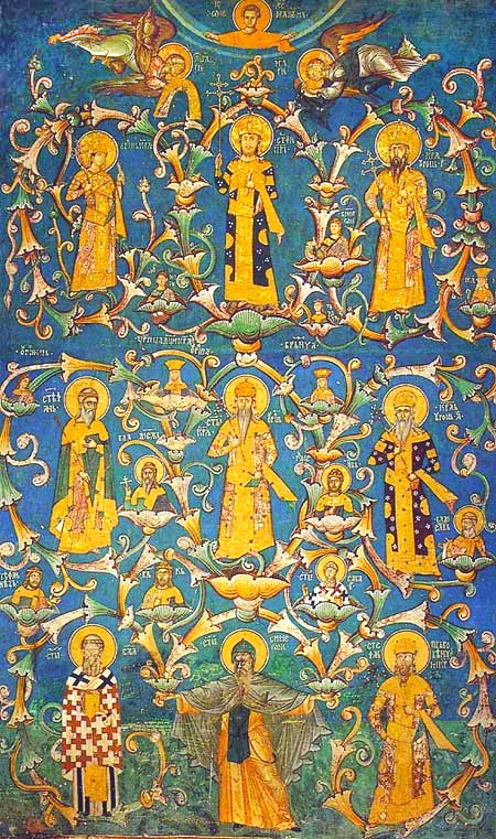 Fresco of the Nemanjić dynasty from the Dečani monastery.